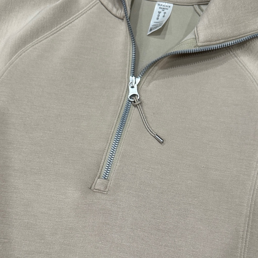 SPANX  Taupe Ashwood 1/2 Zip-Up Sweater Air Essentials - Picture 5 of 5